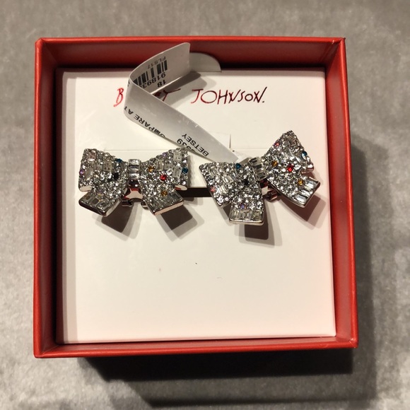 Betsey Johnson Women’s Rhinestone Bow Earrings - Picture 3 of 3